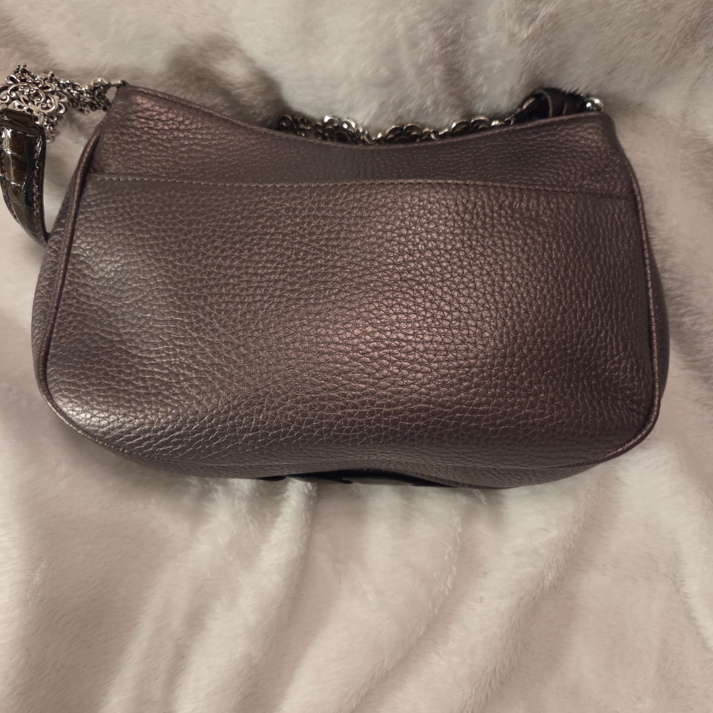 Brighton Metallic Brown Floral Satchel with Beautiful Metal Strap, EUC - Picture 4 of 7